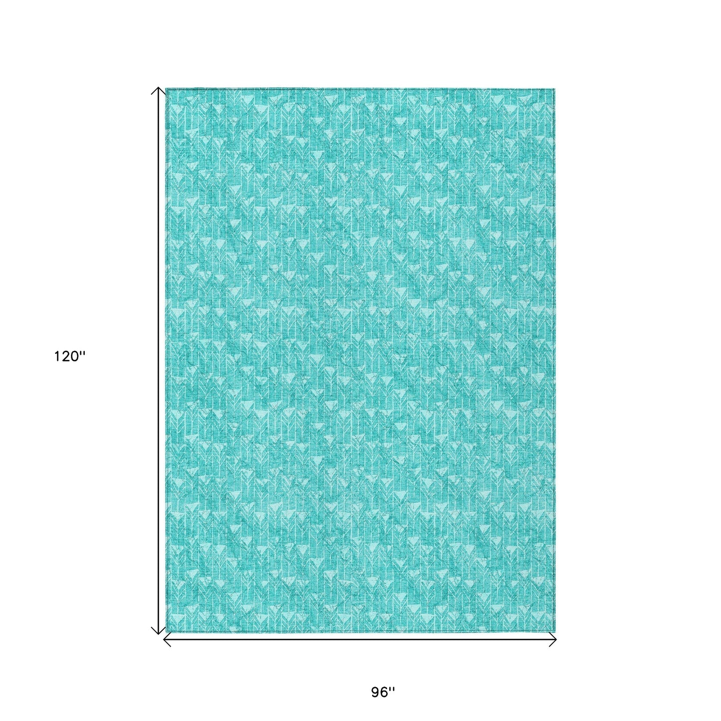 8' X 10' Turquoise Geometric Washable Non Skid Indoor Outdoor Area Rug