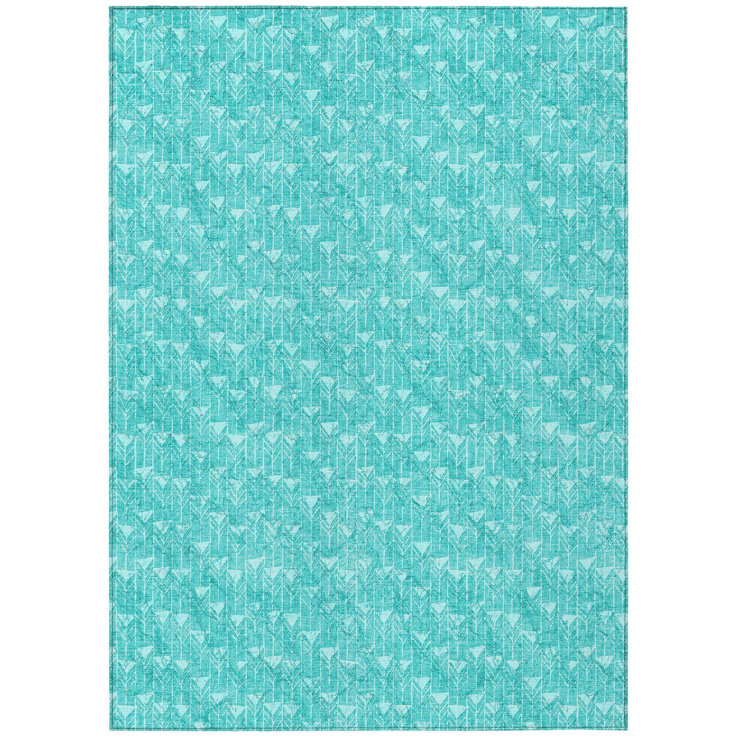 8' X 10' Turquoise Geometric Washable Non Skid Indoor Outdoor Area Rug