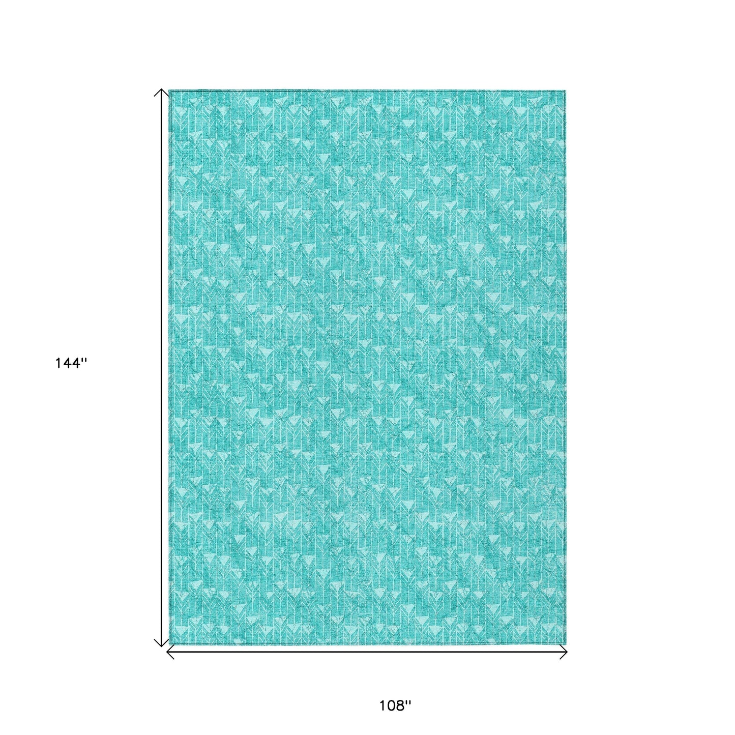 9' X 12' Turquoise Geometric Washable Non Skid Indoor Outdoor Area Rug