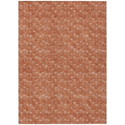 9' X 12' Terra Cotta Geometric Washable Non Skid Indoor Outdoor Area Rug