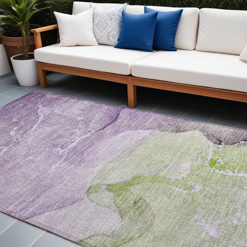 8' X 10' Purple Abstract Washable Non Skid Indoor Outdoor Area Rug HomeRoots