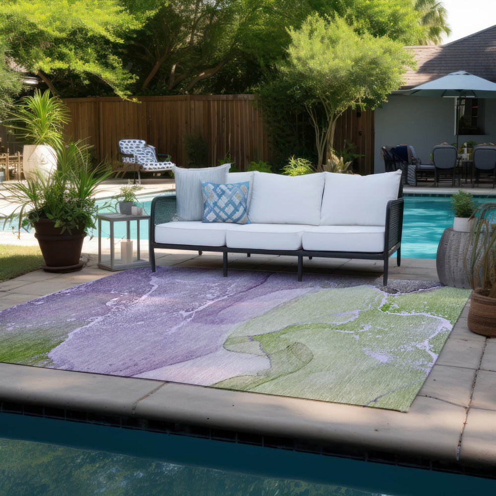 8' X 10' Purple Abstract Washable Non Skid Indoor Outdoor Area Rug HomeRoots