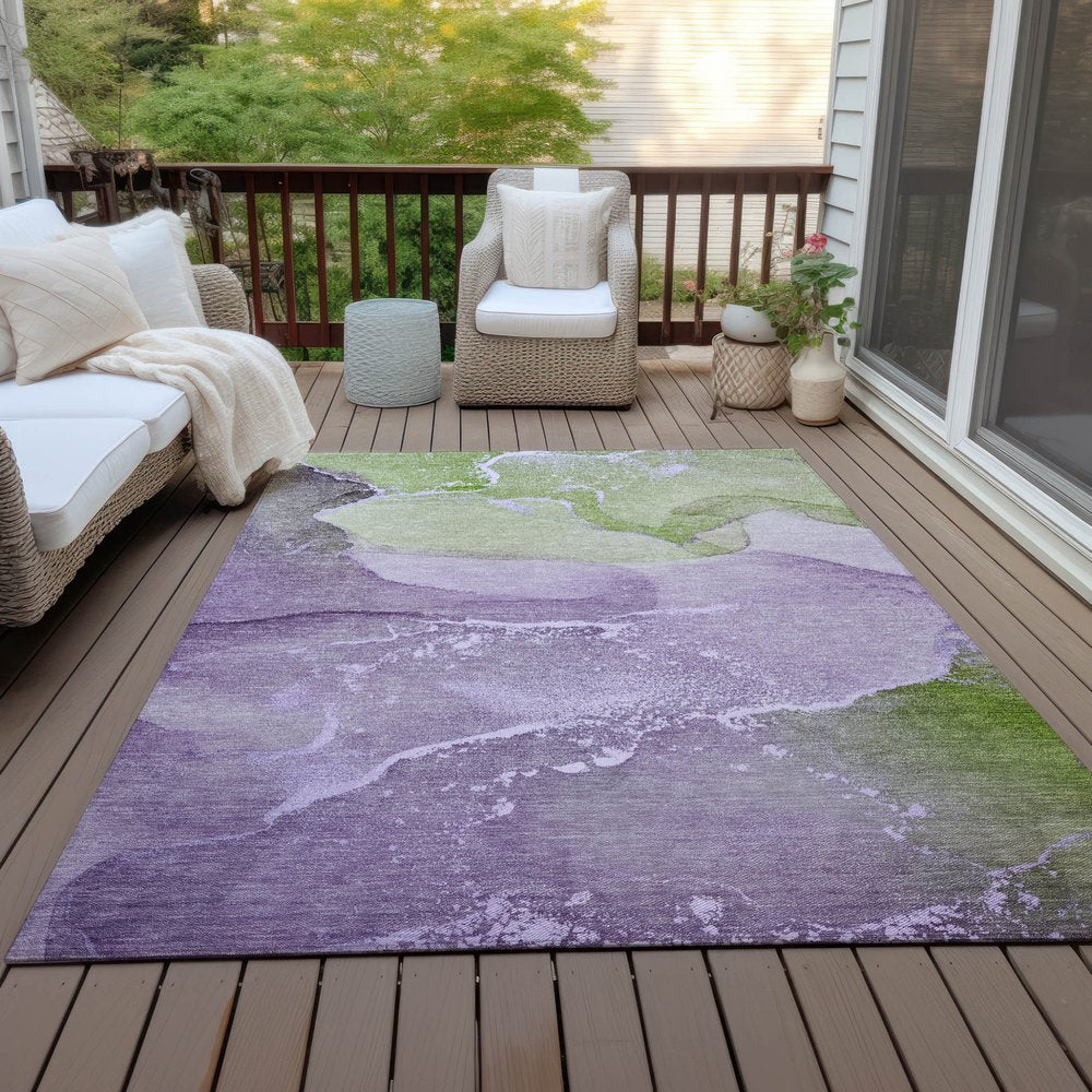 8' X 10' Purple Abstract Washable Non Skid Indoor Outdoor Area Rug HomeRoots