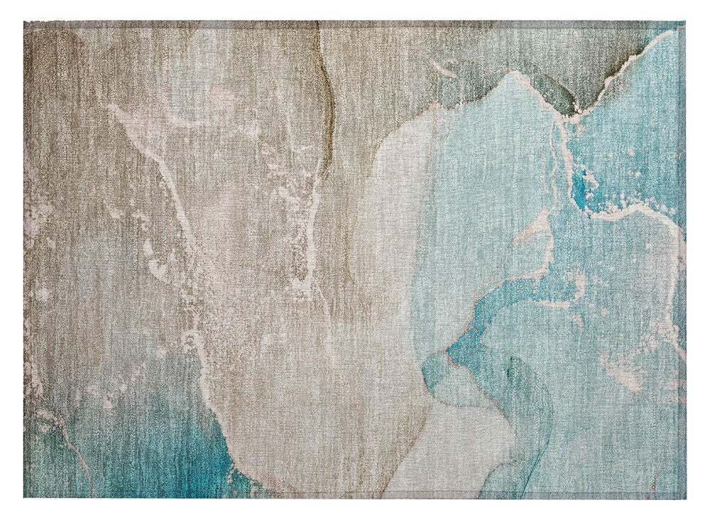 2' X 3' Teal Abstract Washable Non Skid Indoor Outdoor Area Rug HomeRoots