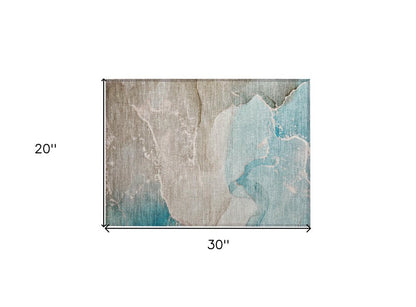 2' X 3' Teal Abstract Washable Non Skid Indoor Outdoor Area Rug HomeRoots