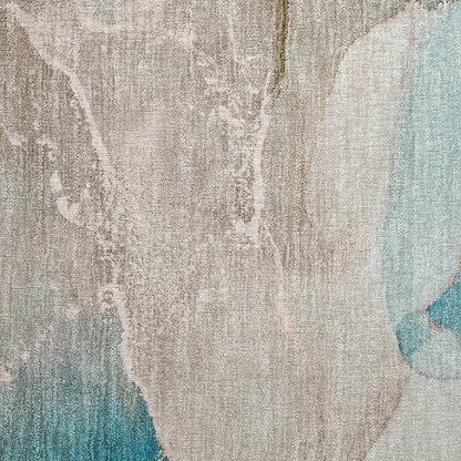2' X 3' Teal Abstract Washable Non Skid Indoor Outdoor Area Rug HomeRoots