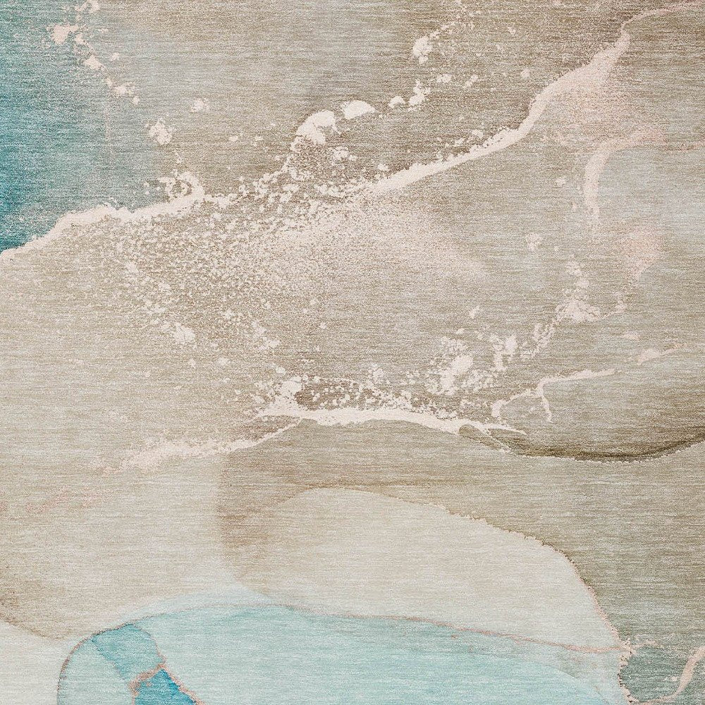 2' X 3' Teal Abstract Washable Non Skid Indoor Outdoor Area Rug — view 14
