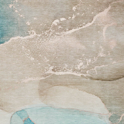2' X 3' Teal Abstract Washable Non Skid Indoor Outdoor Area Rug HomeRoots