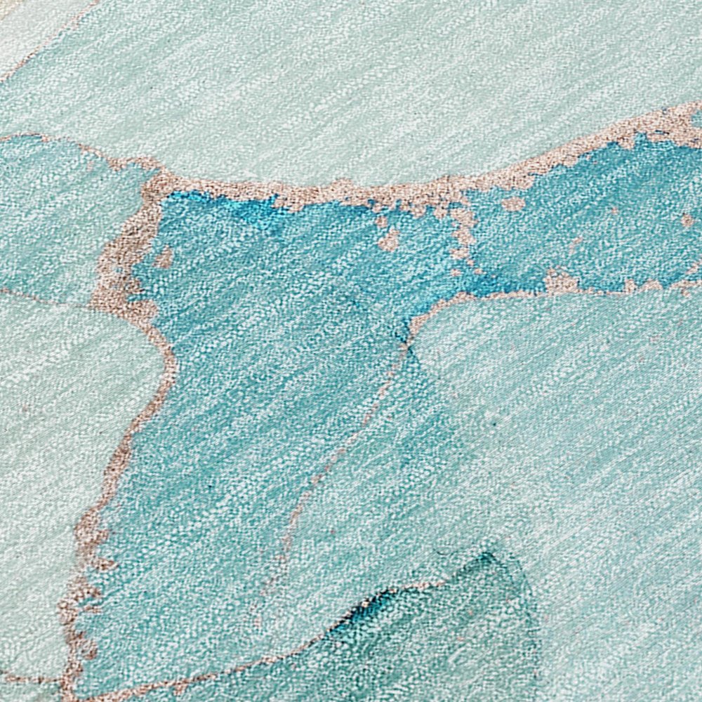 2' X 3' Teal Abstract Washable Non Skid Indoor Outdoor Area Rug — view 12