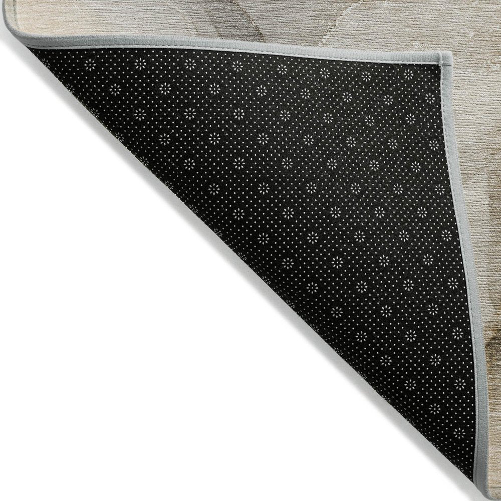 2' X 8' Beige and Brown Abstract Washable Indoor Outdoor Runner Rug — view 2