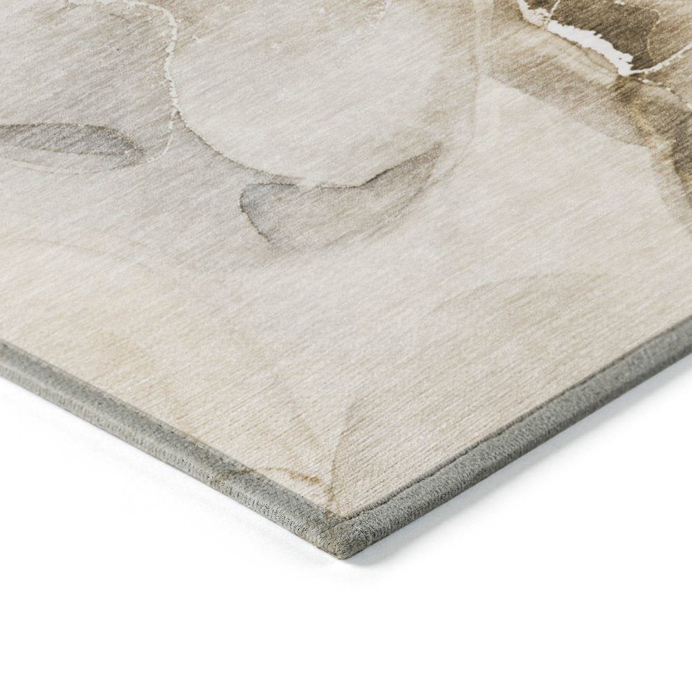 2' X 8' Beige and Brown Abstract Washable Indoor Outdoor Runner Rug HomeRoots