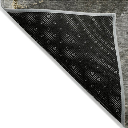 8' Runner Gray and Gold Abstract Washable Non Skid Indoor Outdoor Runner Rug HomeRoots