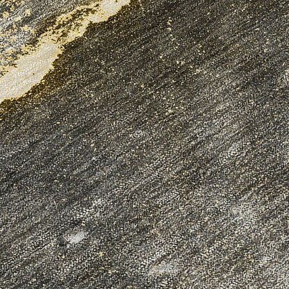 8' Runner Gray and Gold Abstract Washable Non Skid Indoor Outdoor Runner Rug HomeRoots