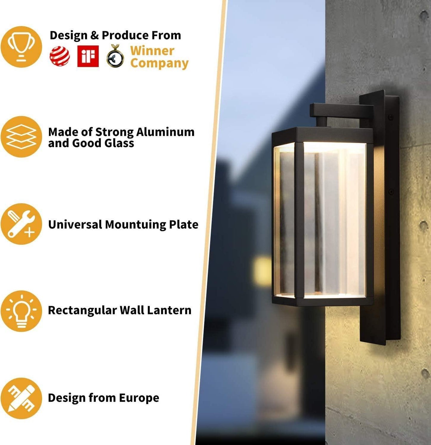 Outdoor Wall Sconce Exterior IP54 Waterproof LED for Porch Entryway Doorway 13W 750Lm 3000K - FurniFindUSA