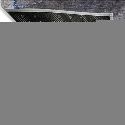 8' Runner Gray and Gold Abstract Washable Non Skid Indoor Outdoor Runner Rug HomeRoots