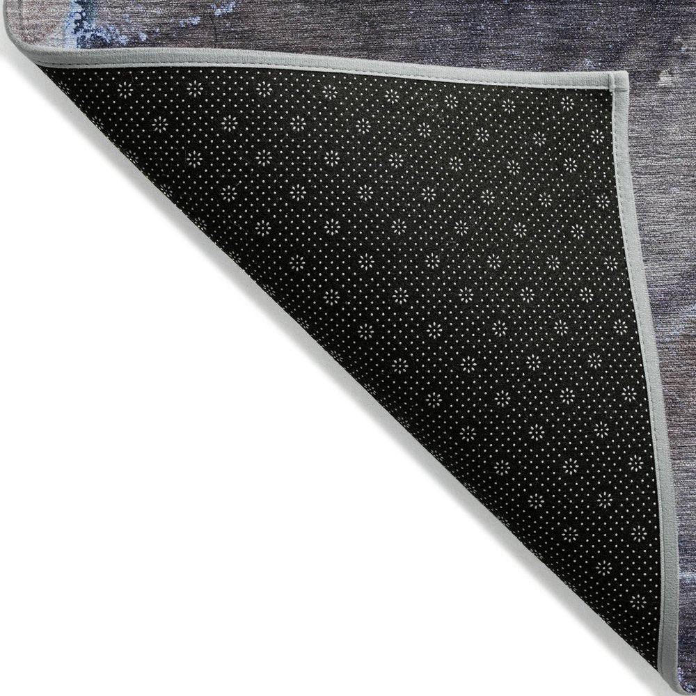 8' Runner Gray and Gold Abstract Washable Non Skid Indoor Outdoor Runner Rug HomeRoots