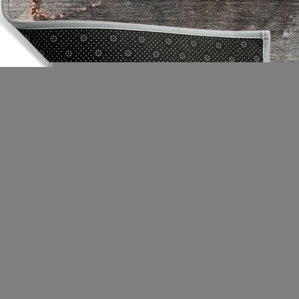 8' Runner Gray and Gold Abstract Washable Non Skid Indoor Outdoor Runner Rug HomeRoots