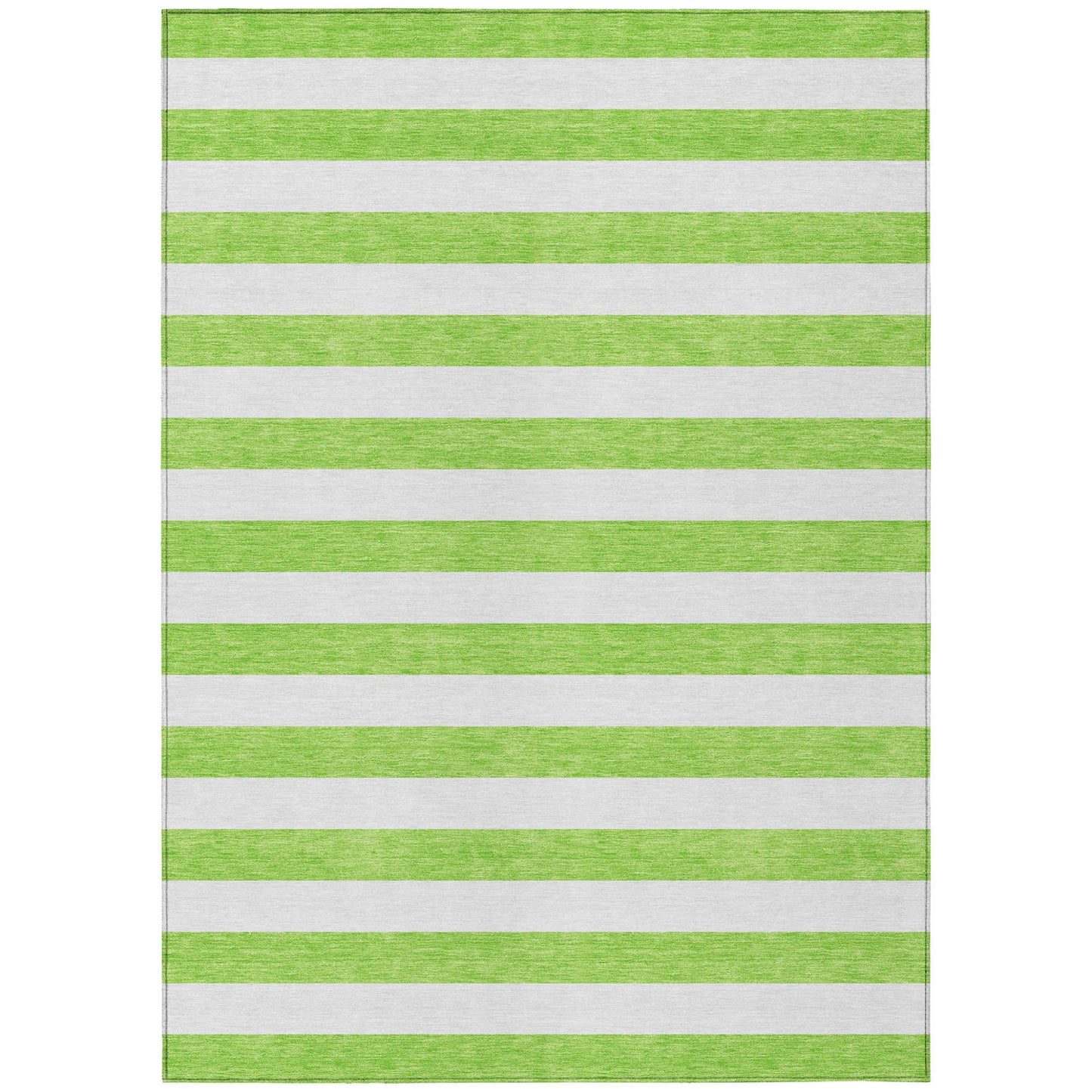 8' X 10' Green and White Striped Washable Non Skid Indoor Outdoor Area Rug