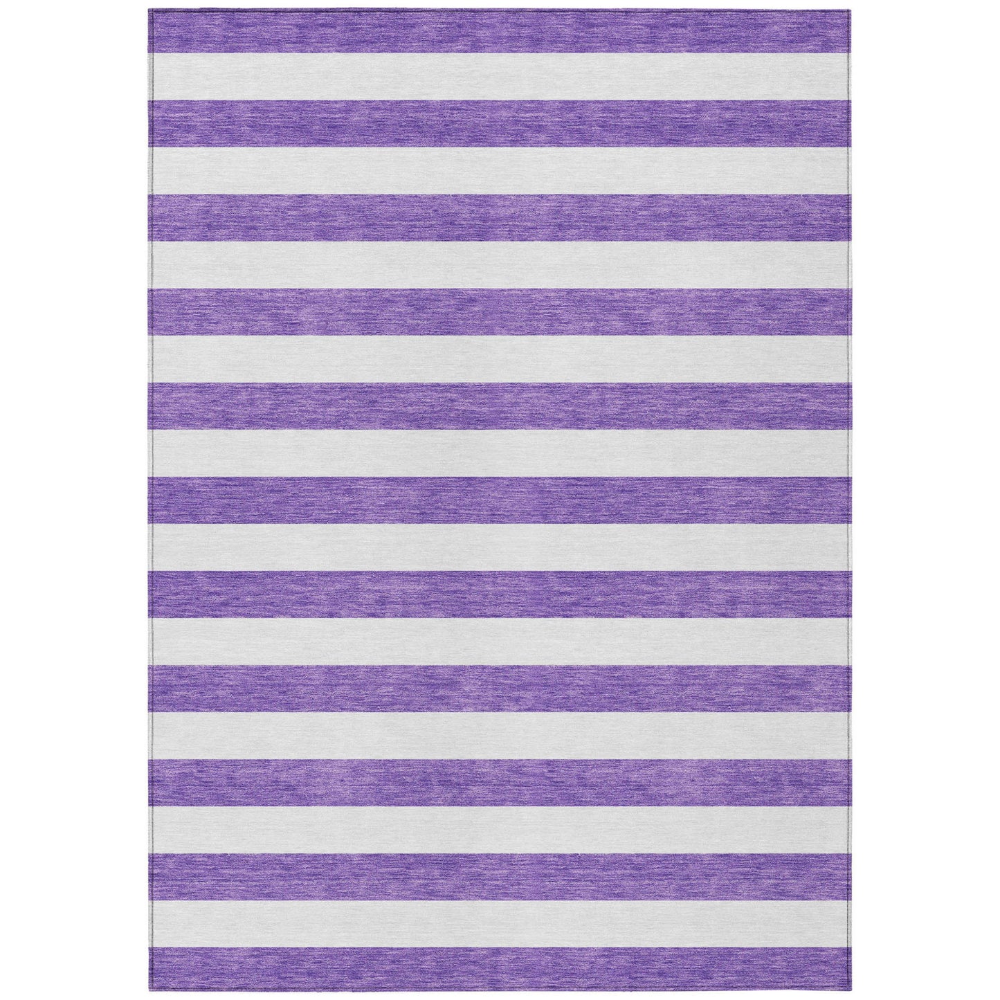 8' X 10' Purple and White Striped Washable Non Skid Indoor Outdoor Area Rug