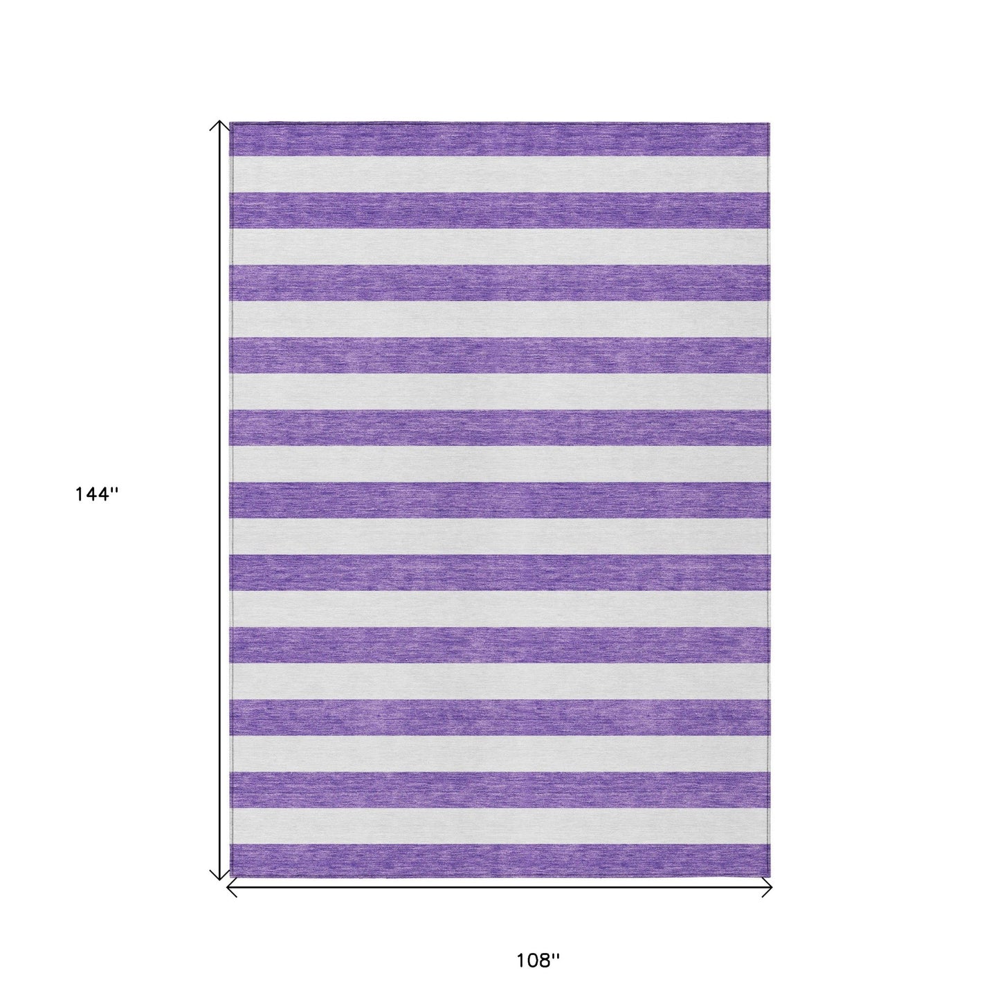 9' X 12' Purple and White Striped Washable Non Skid Indoor Outdoor Area Rug