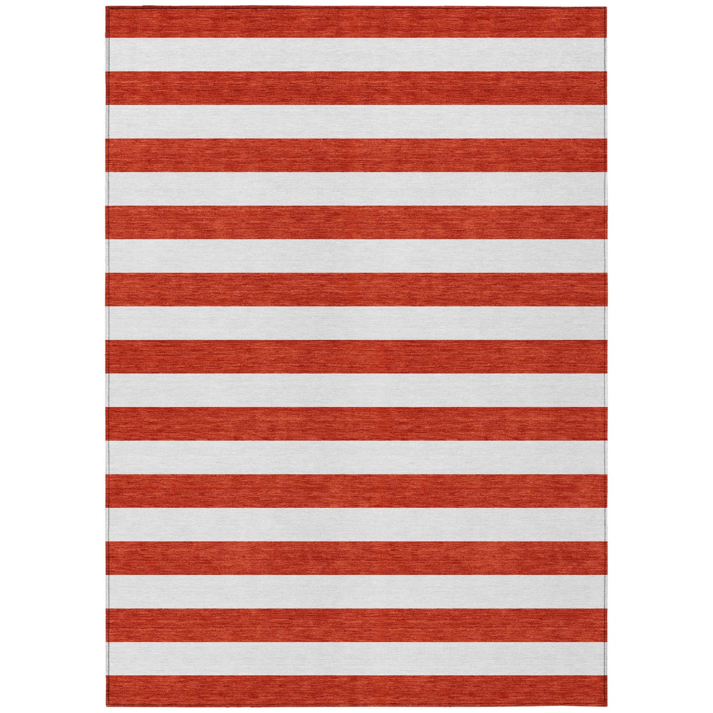 8' X 10' Red and White Striped Washable Non Skid Indoor Outdoor Area Rug