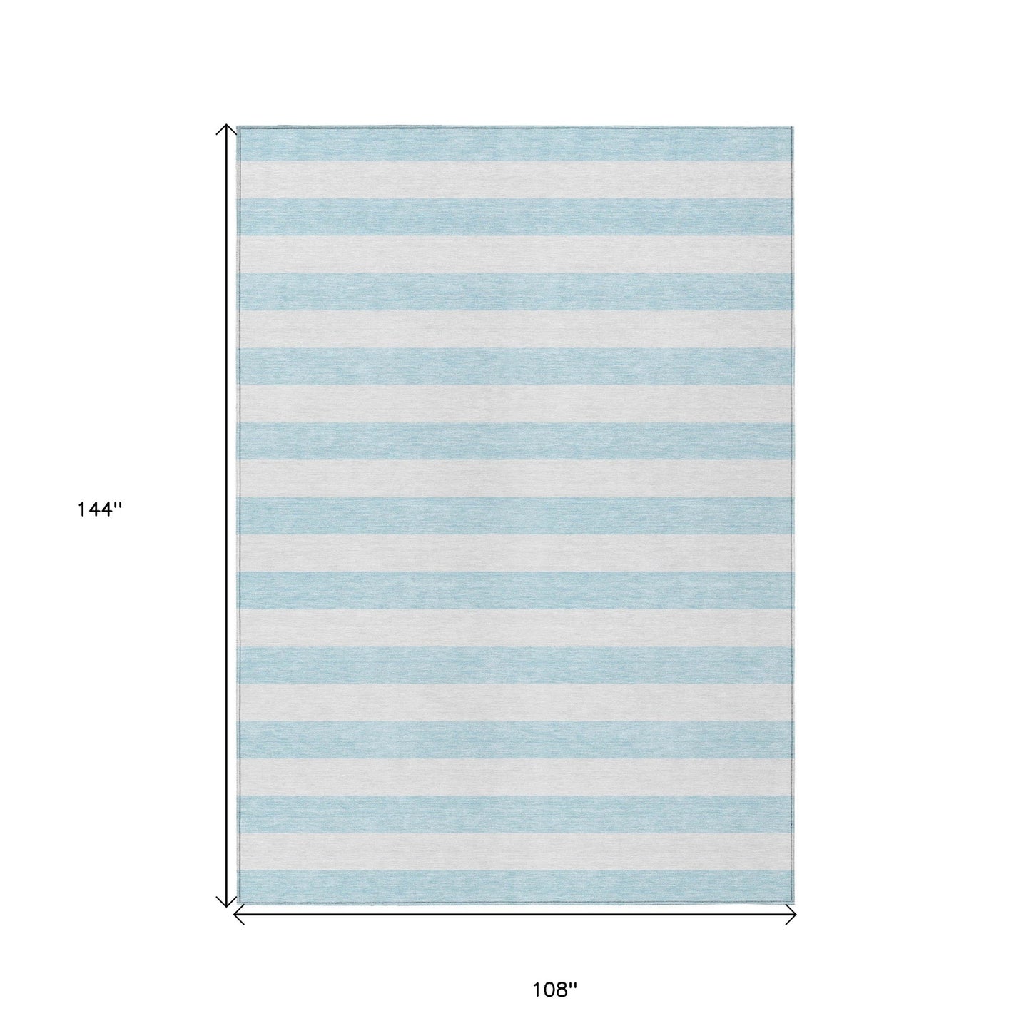 9' X 12' Blue and White Striped Washable Indoor Outdoor Area Rug