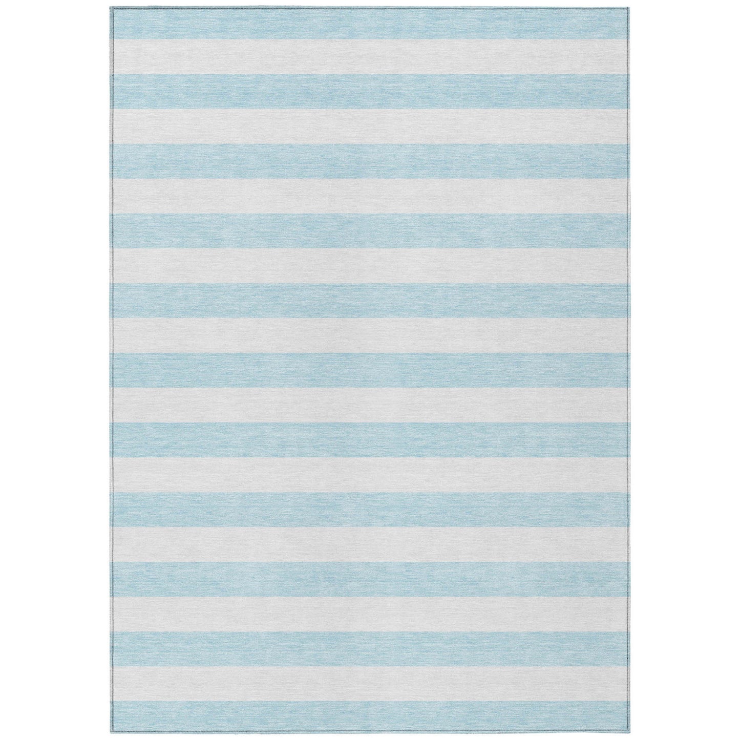 9' X 12' Blue and White Striped Washable Indoor Outdoor Area Rug