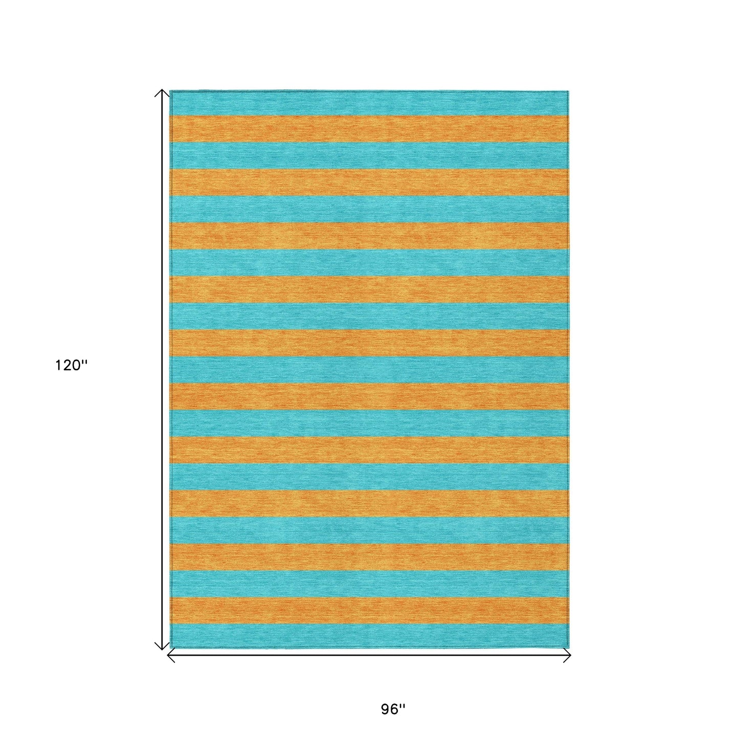 8' X 10' Aqua Striped Washable Non Skid Indoor Outdoor Area Rug