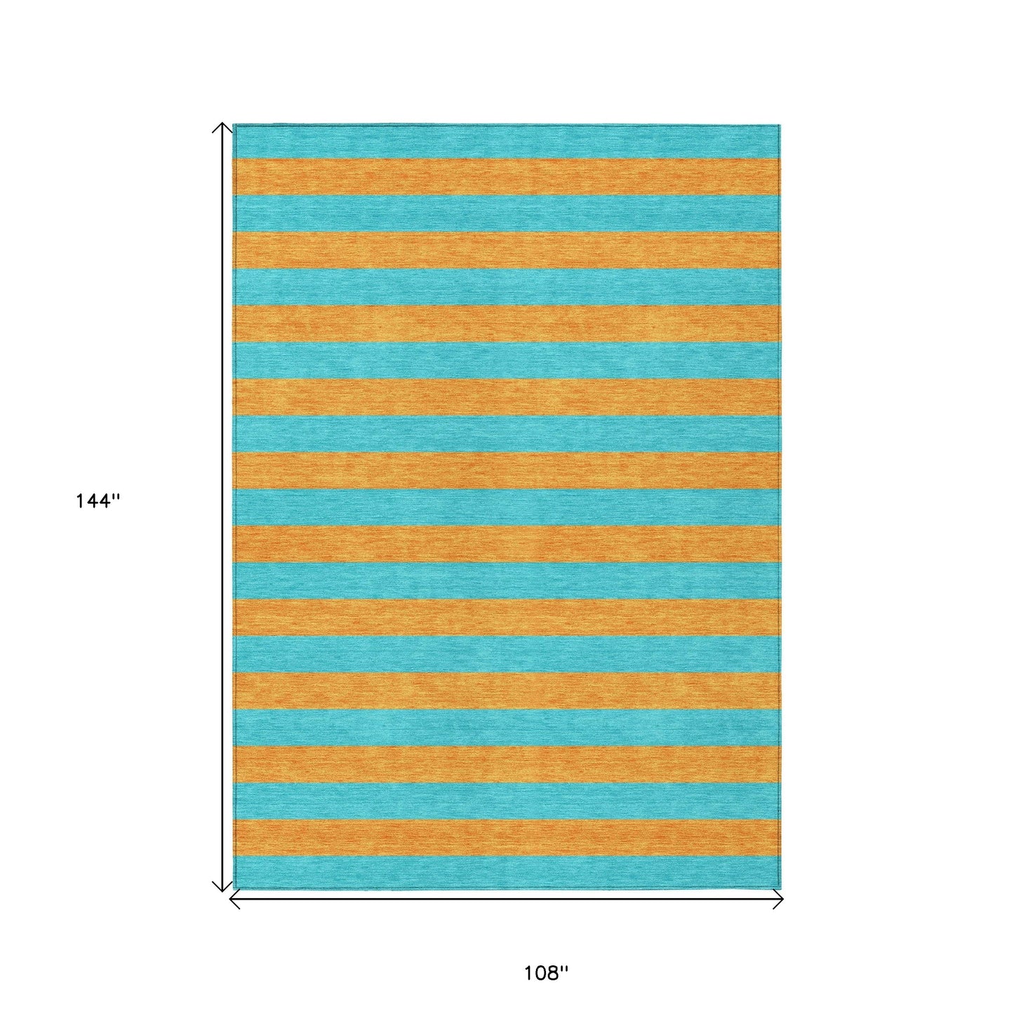 9' X 12' Aqua Striped Washable Non Skid Indoor Outdoor Area Rug