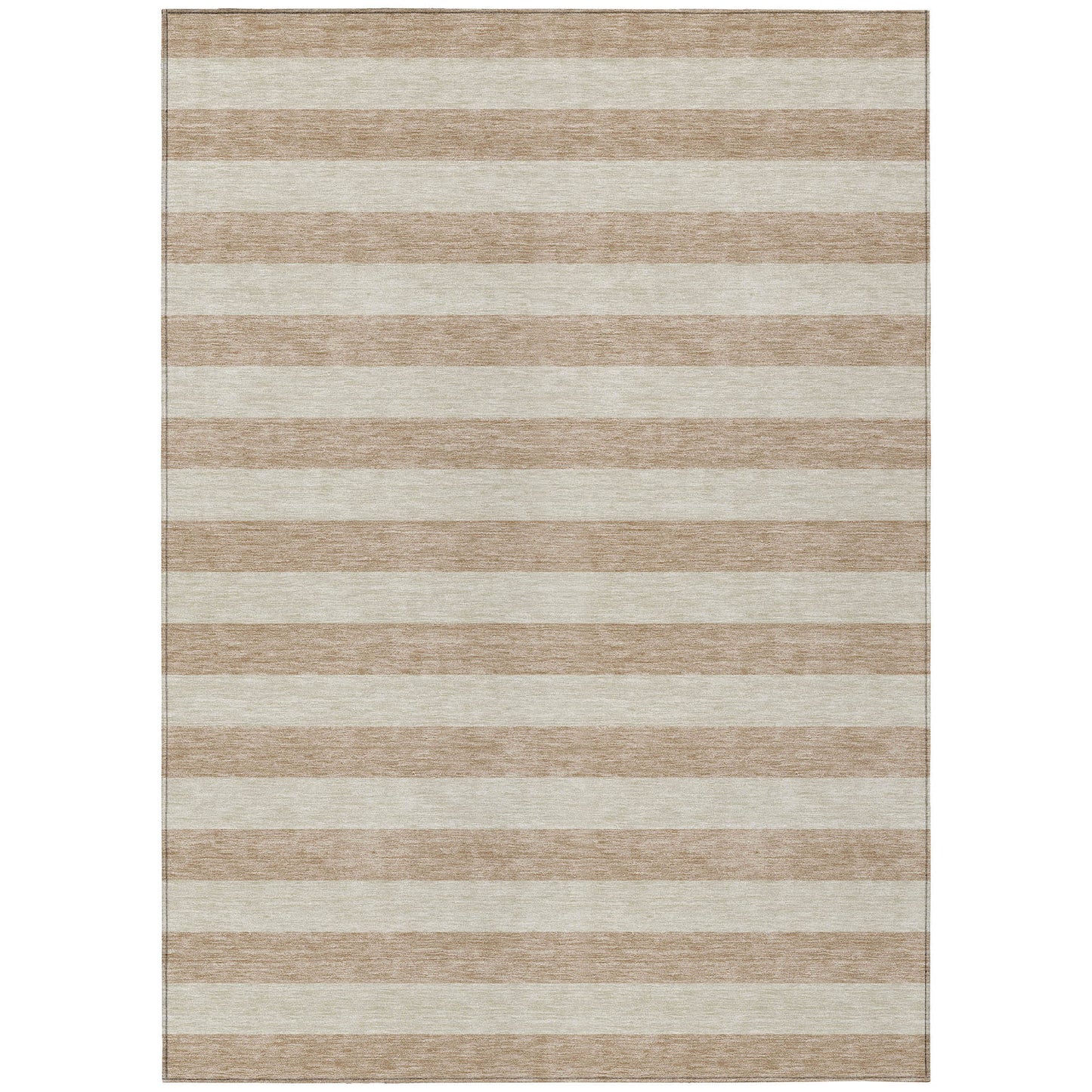 8' X 10' Beige Striped Washable Non Skid Indoor Outdoor Area Rug