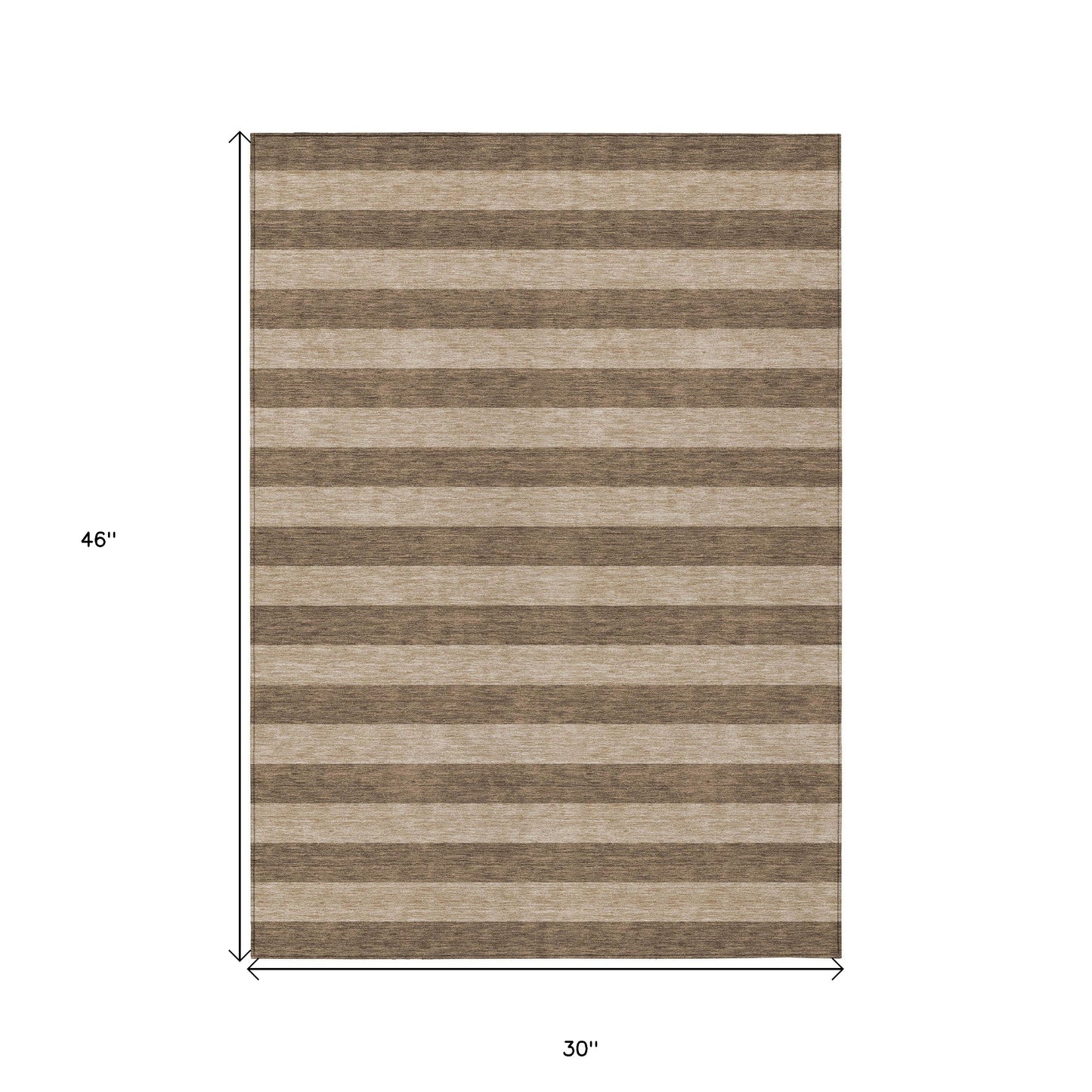 3' X 4' Coffee Striped Washable Non Skid Indoor Outdoor Area Rug