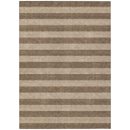 3' X 4' Coffee Striped Washable Non Skid Indoor Outdoor Area Rug