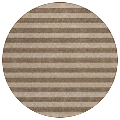 8' Round Coffee Round Striped Washable Non Skid Indoor Outdoor Area Rug