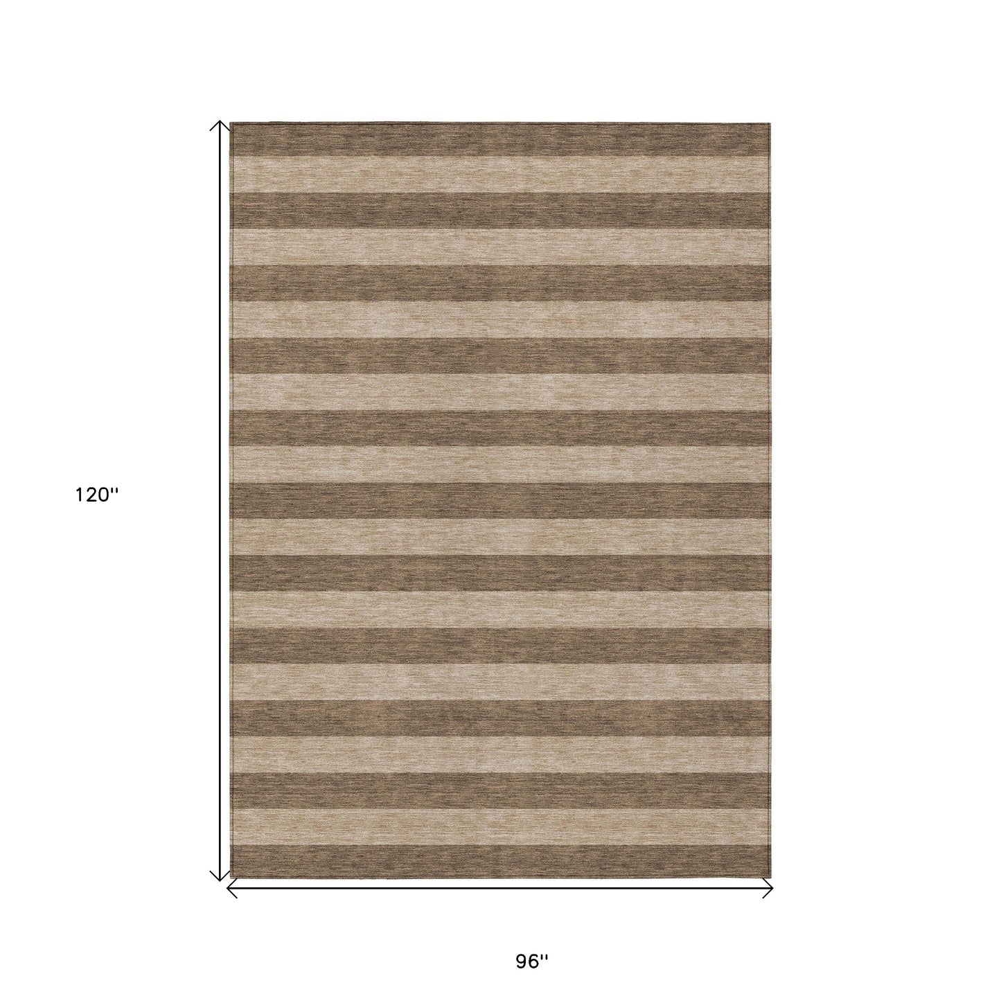 8' X 10' Coffee Striped Washable Non Skid Indoor Outdoor Area Rug