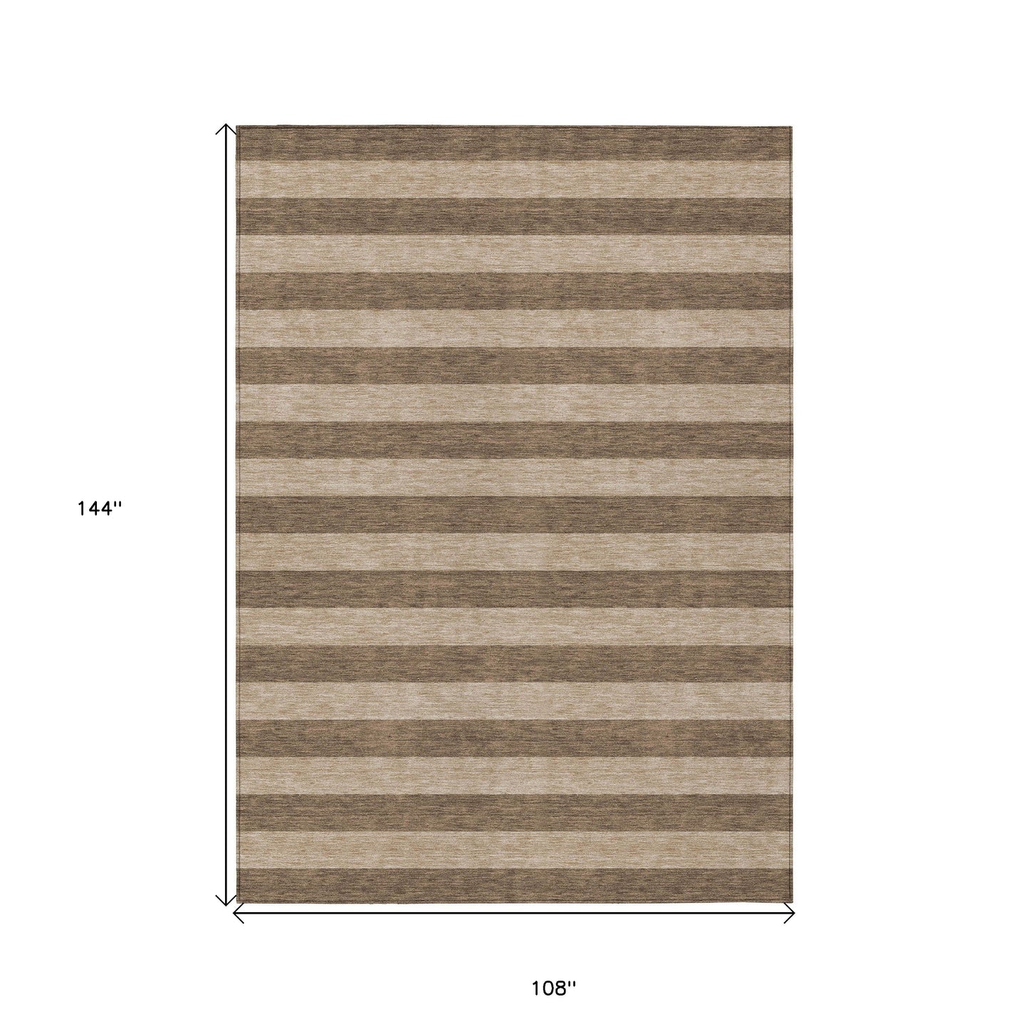 9' X 12' Coffee Striped Washable Non Skid Indoor Outdoor Area Rug