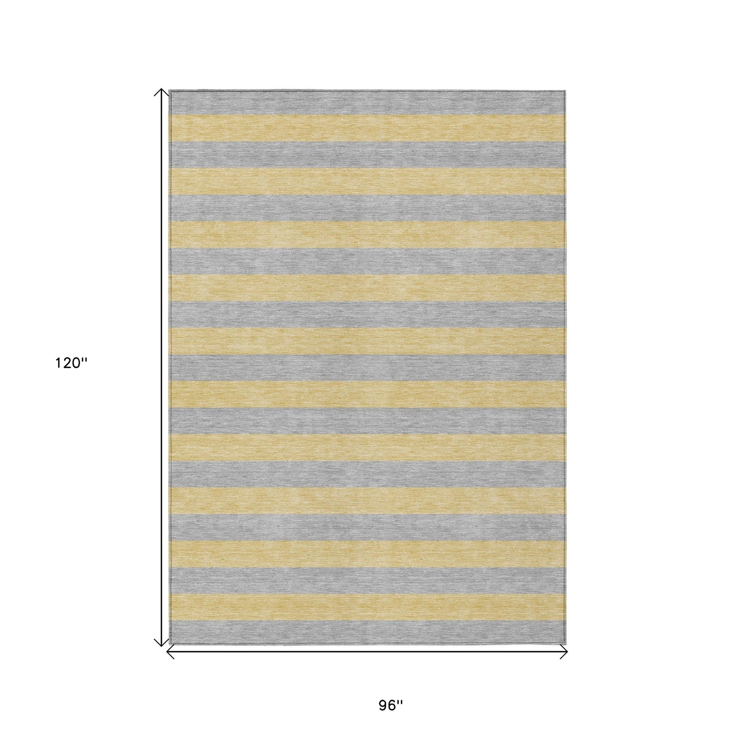 8' X 10' Silver Striped Washable Non Skid Indoor Outdoor Area Rug