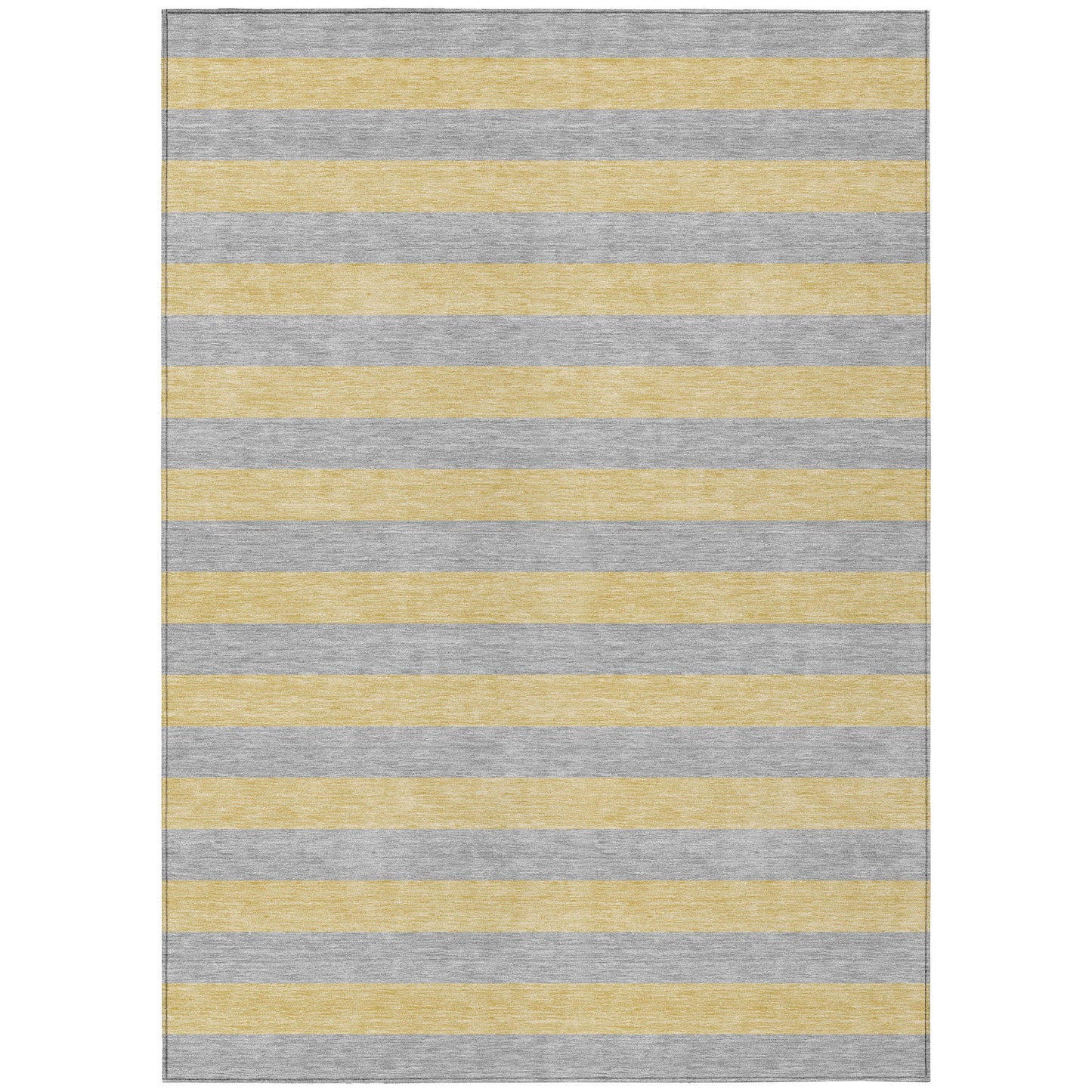 8' X 10' Silver Striped Washable Non Skid Indoor Outdoor Area Rug