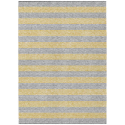 8' X 10' Silver Striped Washable Non Skid Indoor Outdoor Area Rug