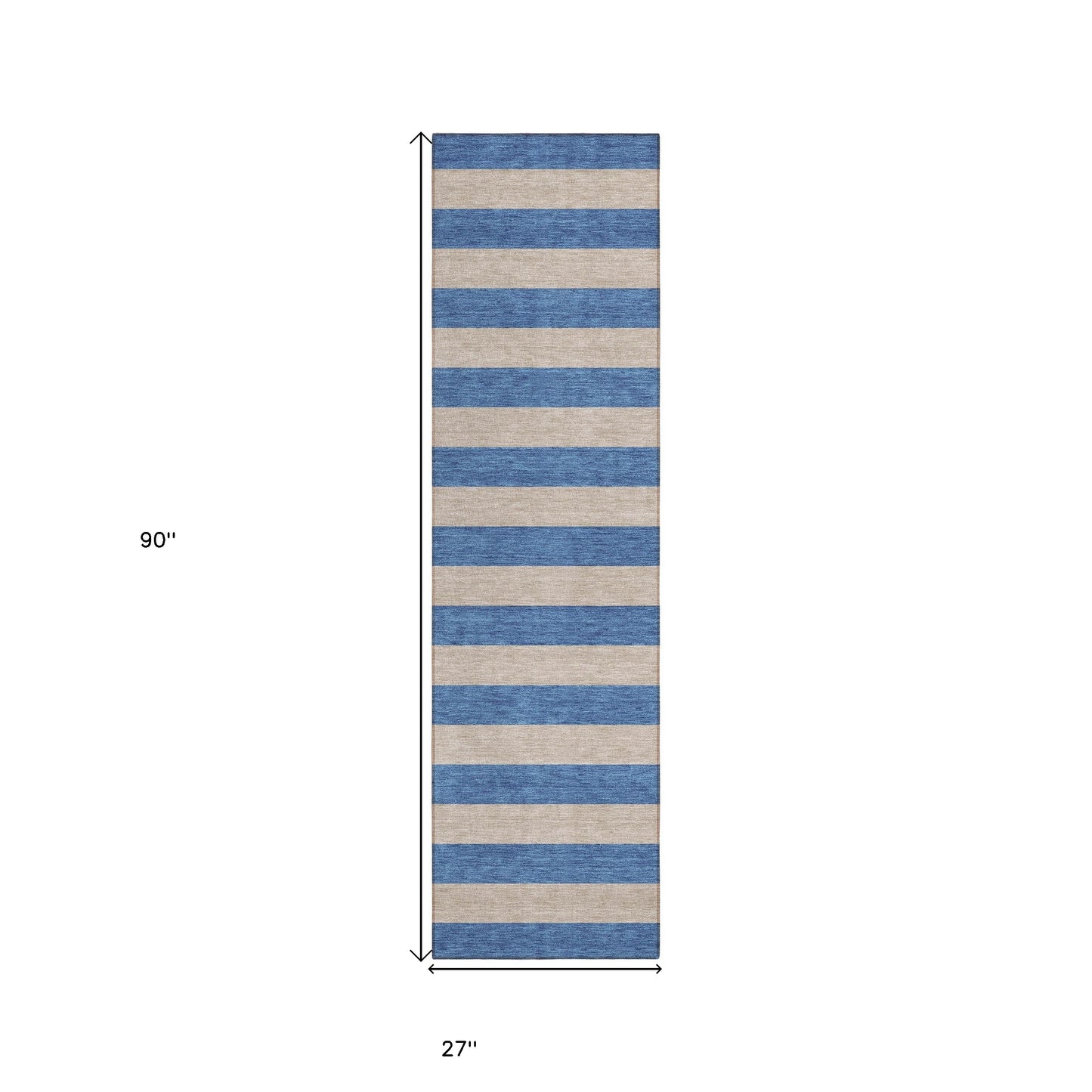 8' Runner Tan Striped Washable Non Skid Indoor Outdoor Runner Rug