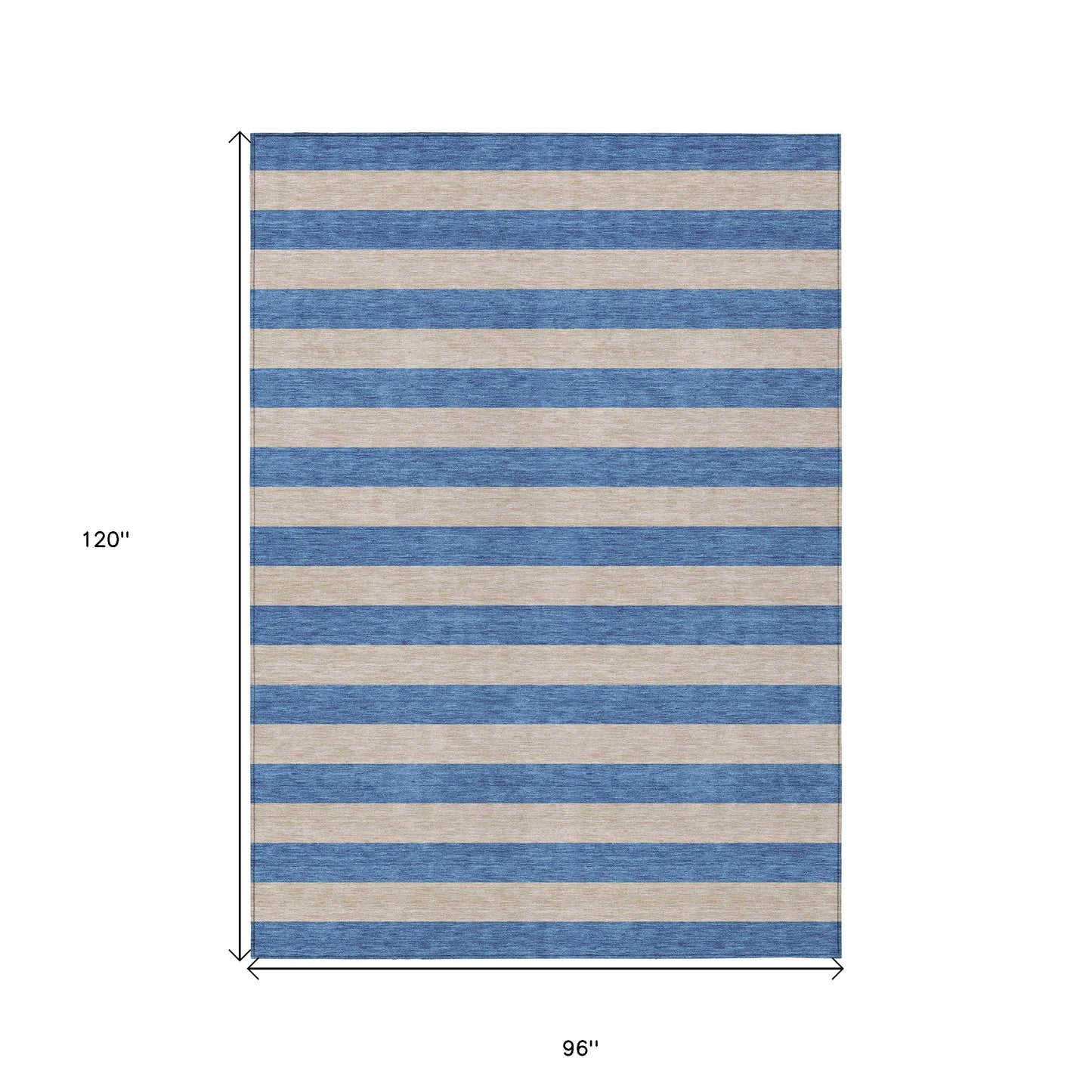 8' X 10' Tan Striped Washable Non Skid Indoor Outdoor Area Rug