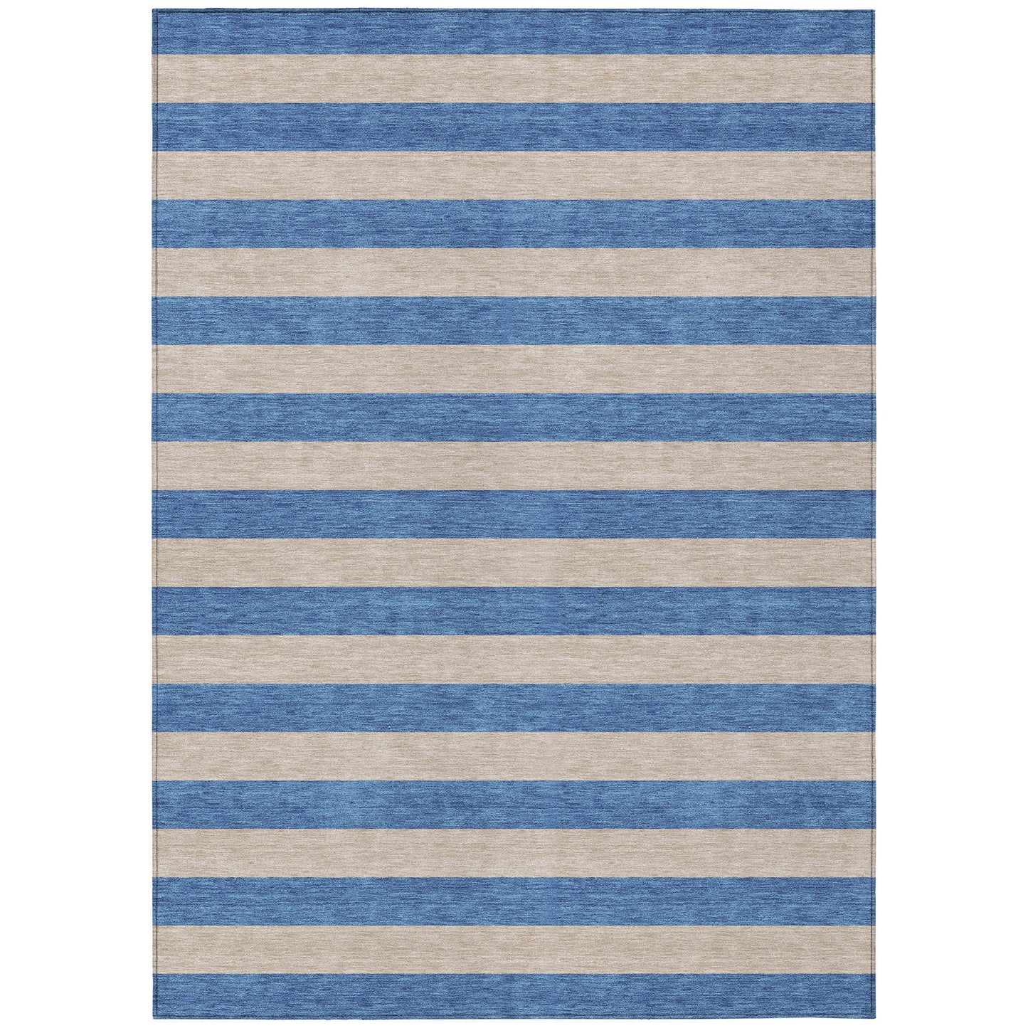 8' X 10' Tan Striped Washable Non Skid Indoor Outdoor Area Rug