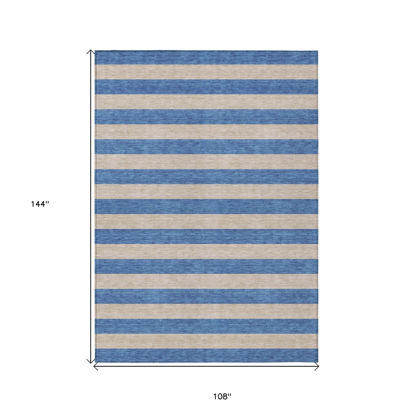 9' X 12' Tan Striped Washable Non Skid Indoor Outdoor Area Rug