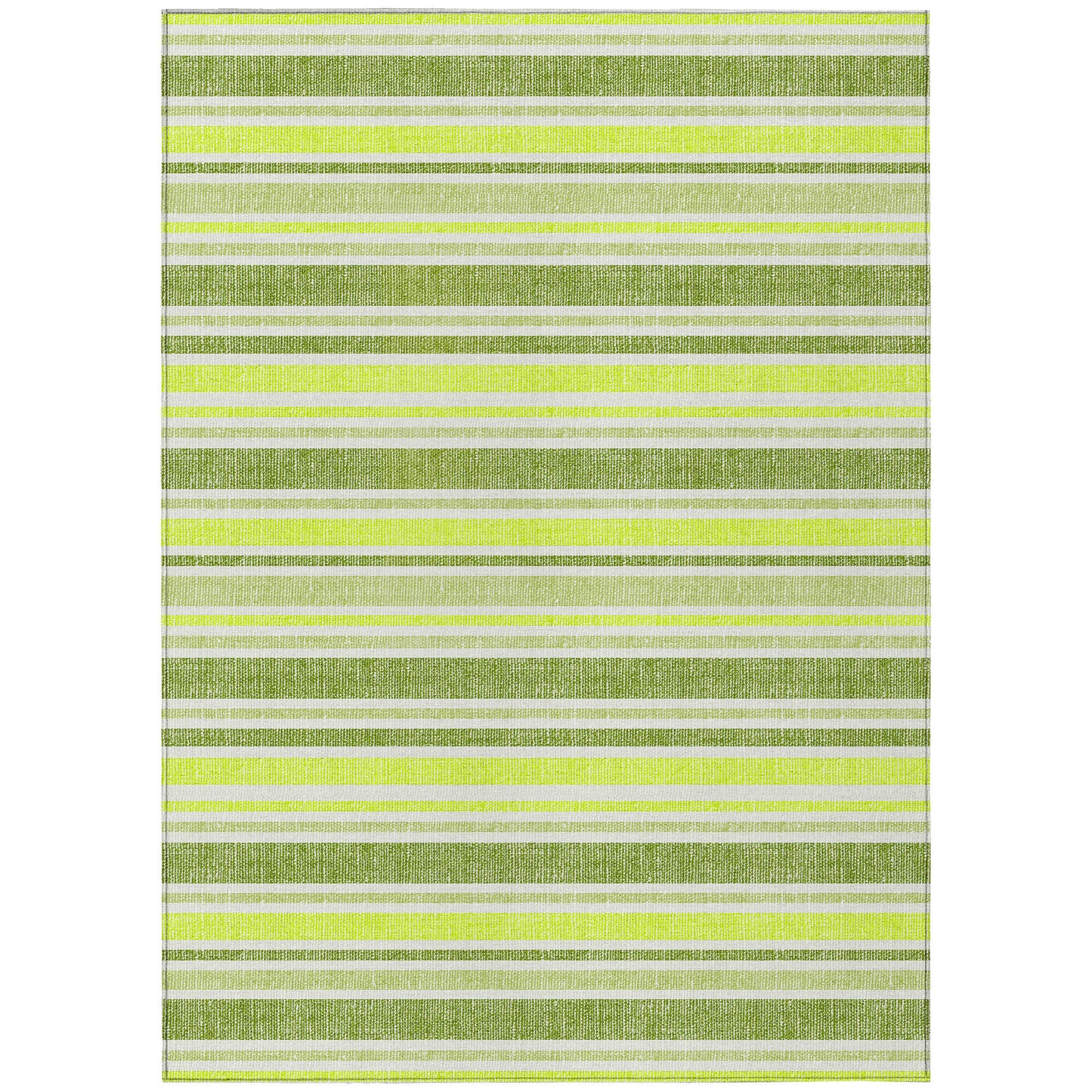 8' X 10' Green and Yellow Striped Washable Non Skid Indoor Outdoor Area Rug