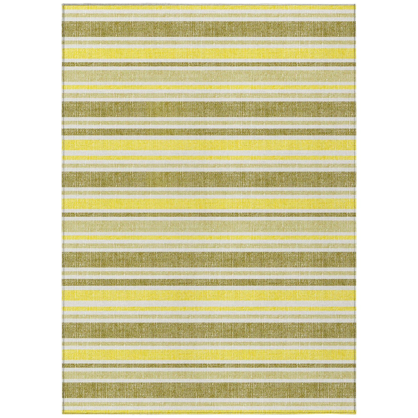 8' X 10' Khaki Yellow and Gray Striped Washable Non Skid Indoor Outdoor Area Rug