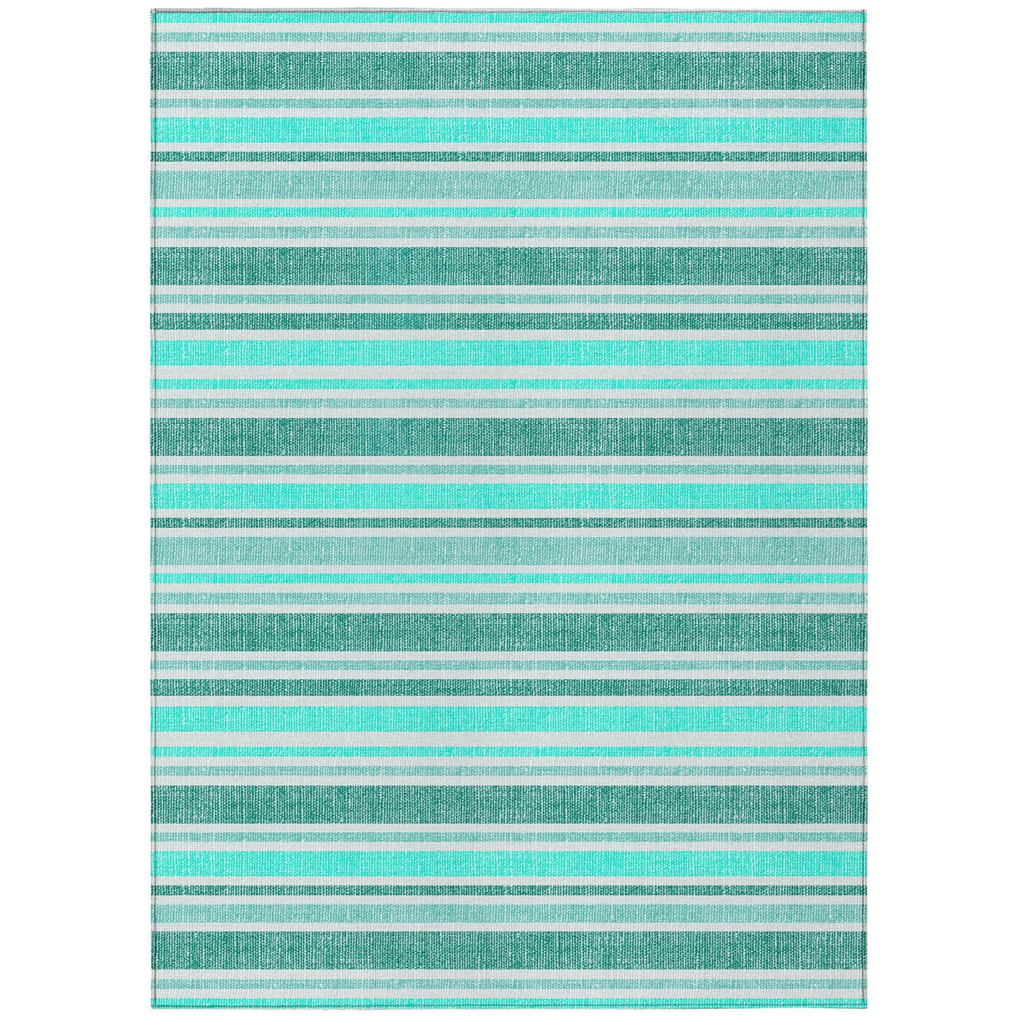 8' X 10' Turquoise Striped Washable Indoor Outdoor Area Rug