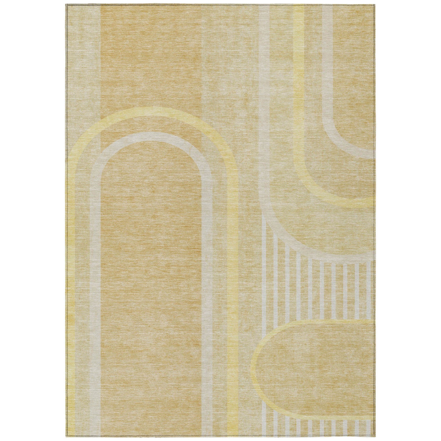 8' X 10' Beige Abstract Washable Indoor Outdoor Area Rug