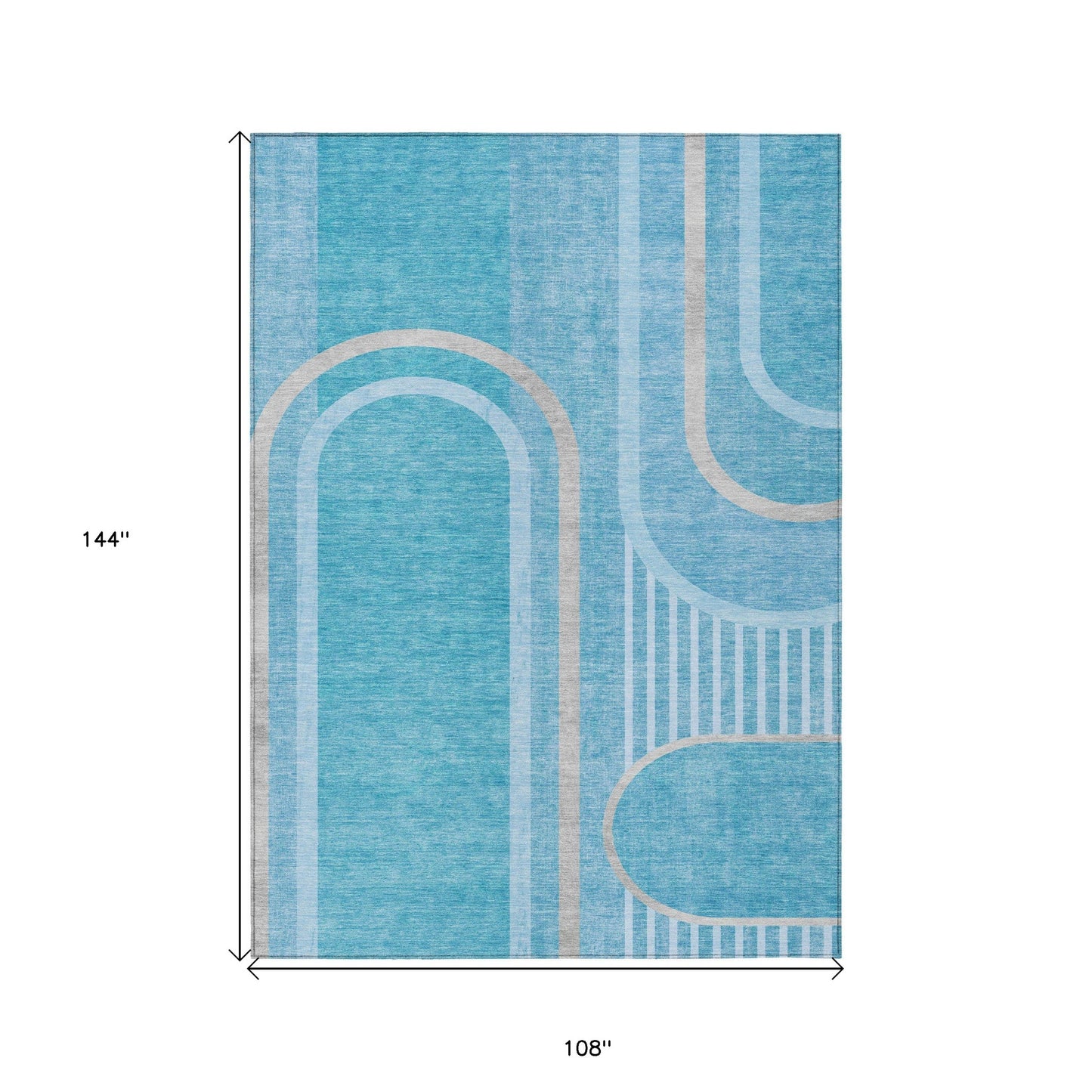 9' X 12' Teal Abstract Washable Indoor Outdoor Area Rug