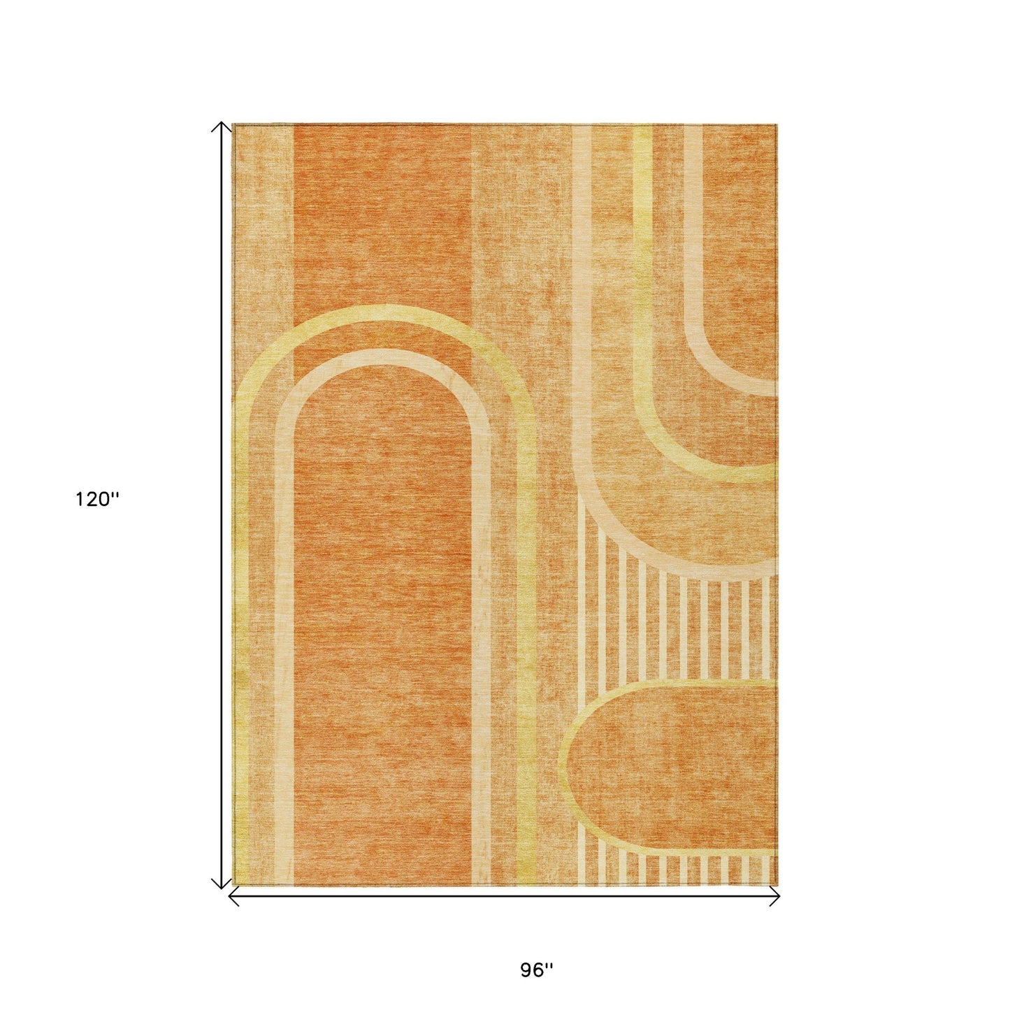 8' X 10' Terra Cotta Abstract Washable Indoor Outdoor Area Rug