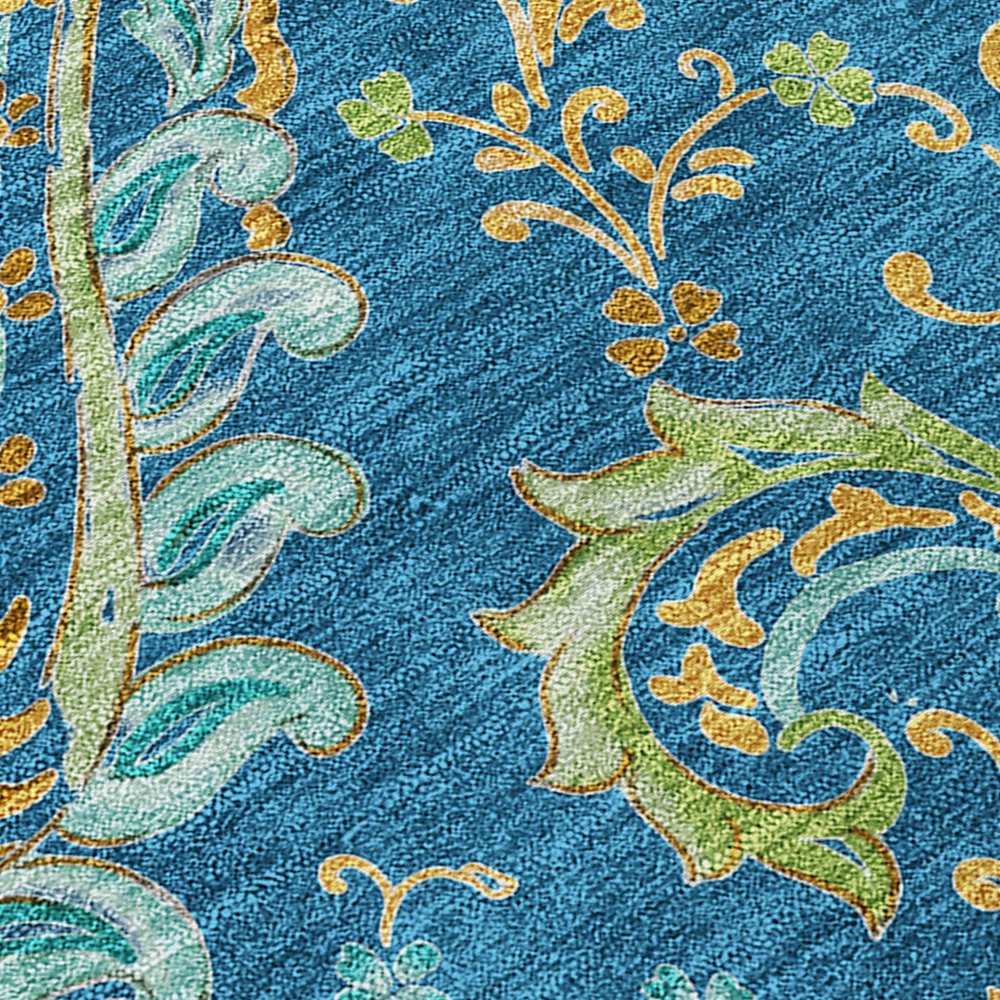 10' X 14' Navy Blue Paisley Washable Non Skid Indoor Outdoor Area Rug — view 4