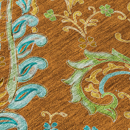 3' X 5' Orange Paisley Washable Non Skid Indoor Outdoor Area Rug HomeRoots